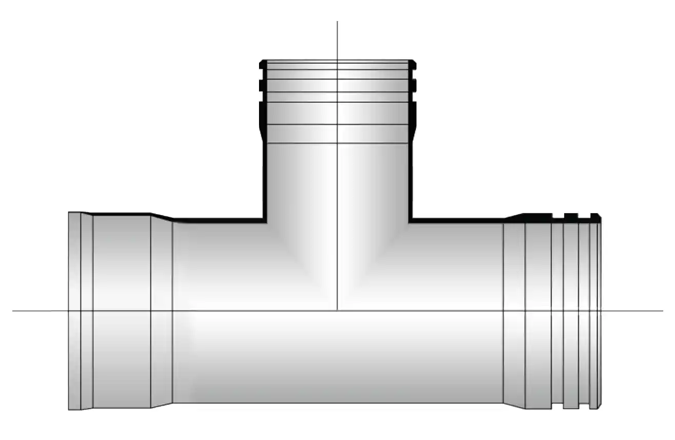 ข้อต่อสามทางปากระฆัง 1 ด้าน แหวนยาง 2 ด้าน