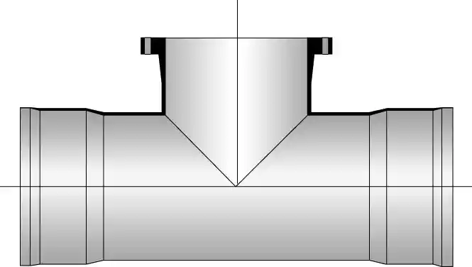ข้อต่อสามทางปากระฆัง 2 ด้าน หน้าจาน 1 ด้าน
