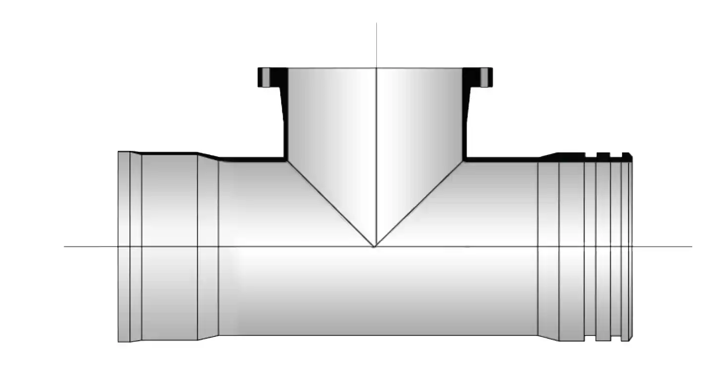 ข้อต่อสามทางปากระฆัง - แหวนยาง - หน้าจาน
