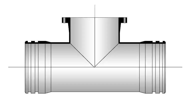 ข้อต่อสามทางแหวนยาง 2 ด้าน หน้าจาน 1 ด้าน