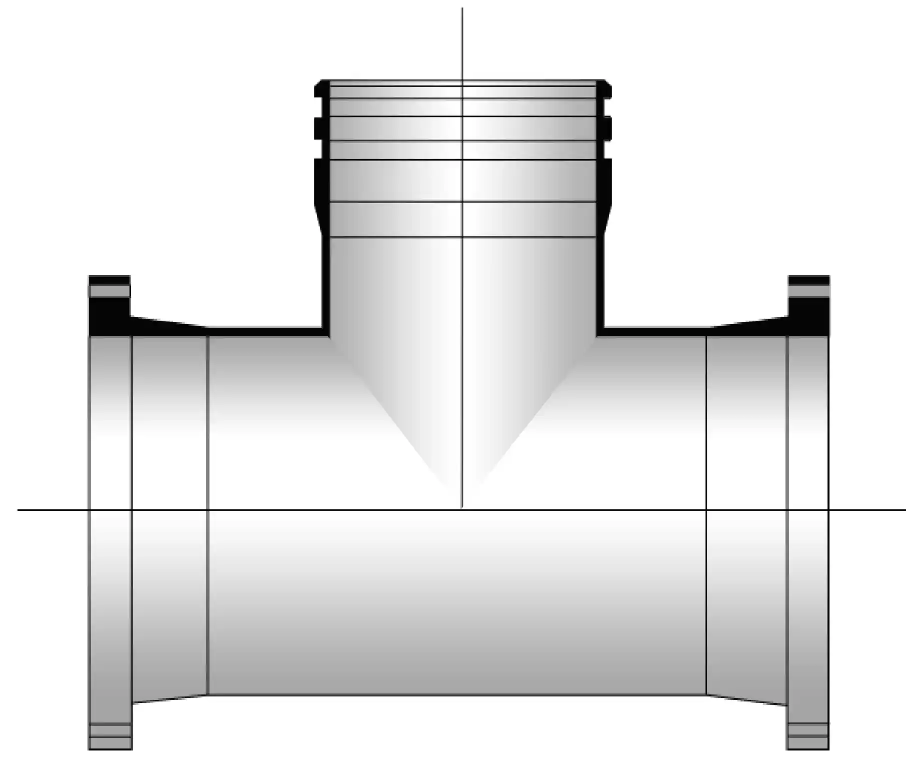 ข้อต่อสามทางหน้าจาน 2 ด้าน แหวนยาง 1 ด้าน